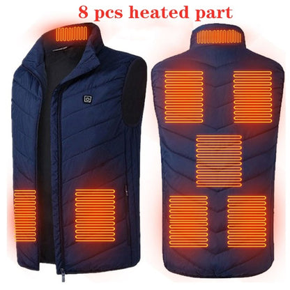 17/11 Places Heated Vest Men Women Usb Heated Jacket Heating Vest Thermal Clothing Hunting Vest Winter Heating Jacket BlackS-6XL