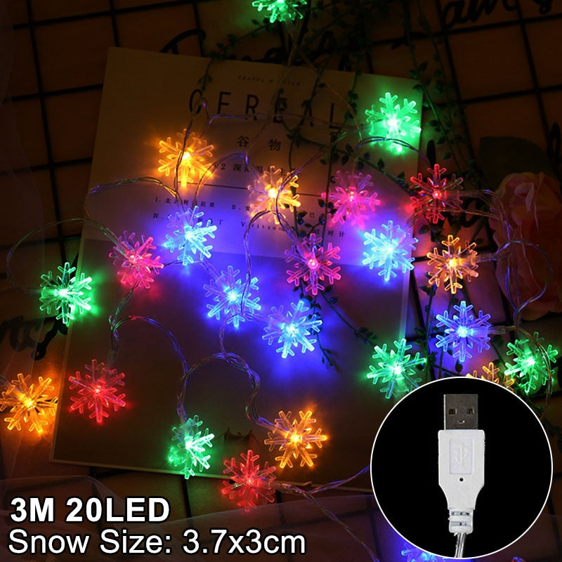 Snowflake LED Light Christmas Decorations For Home Hanging Garland Christmas Tree Decor Ornament 2022 Navidad Xmas Gift New Year