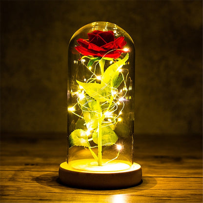 Valentines Day Gift for Girlfriend Eternal Rose LED Light Foil Flower In Glass Cover Mothers Day Wedding favors Bridesmaid Gift