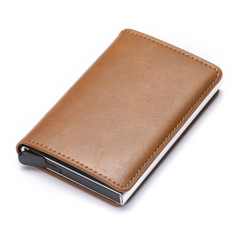 Customized Wallet 2022 Credit Card Holder Men Wallet RFID Aluminium Box Bank Card Holder Vintage Leather Wallet with Money Clips