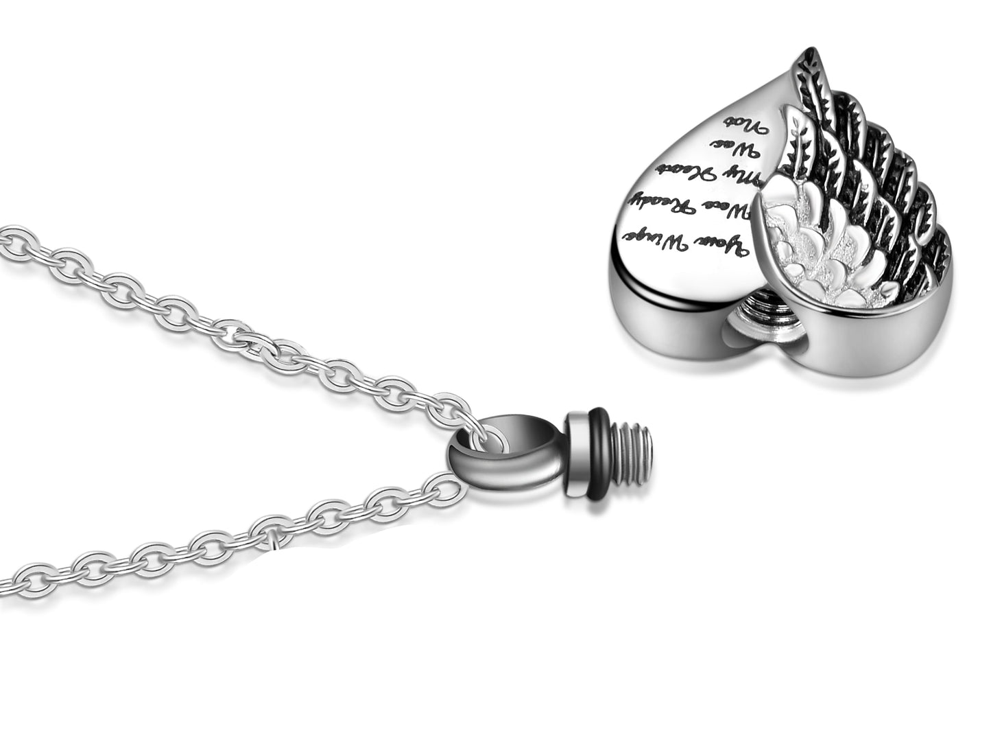 Stainless Steel Your wings were ready my heart was not cremation necklace memorial ashes urn fashion jewelry keepsake pendant