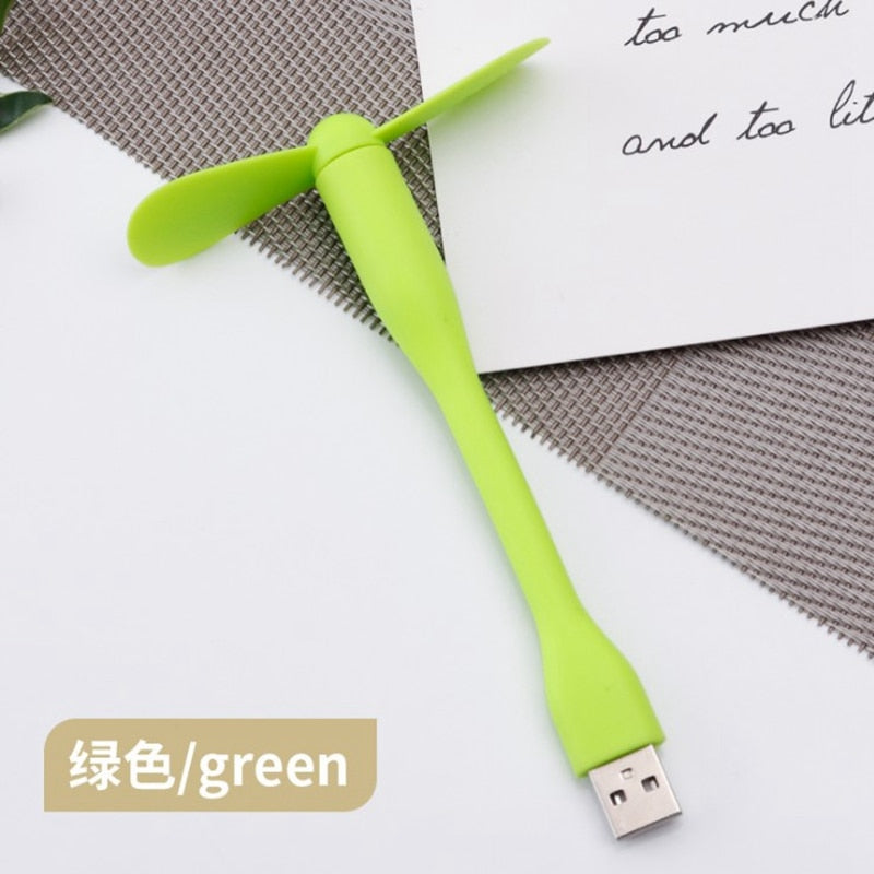 Mini USB Fan Flexible Bendable Fan For Power Bank Laptop PC AC Charger Portable Hand Fan For Computer Summer Gadget