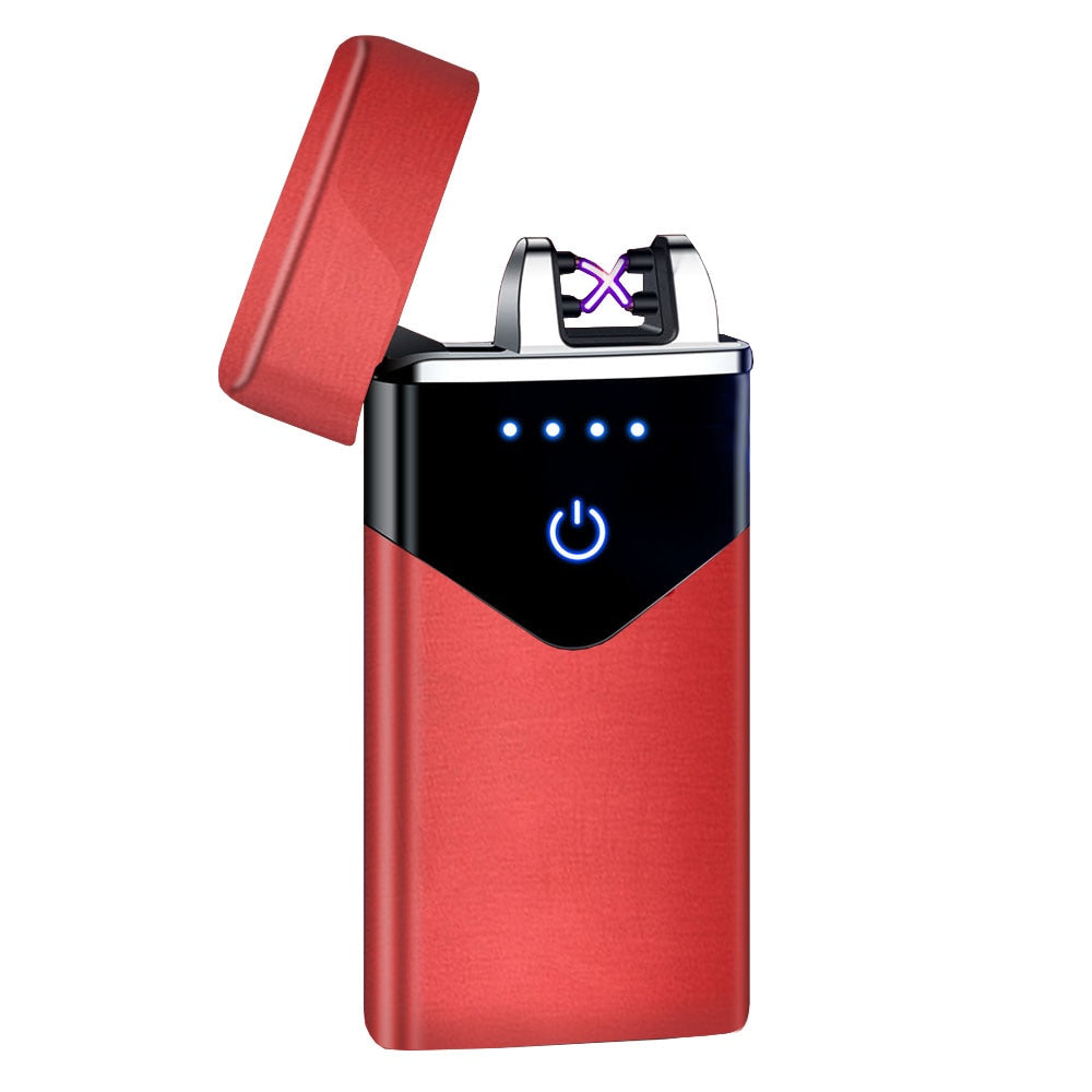 2021 Fashion Dual Arc Electronic Lighter Smart Touch USB Rechargeable Lighter Induction Power Display Windproof Gadgets For Men