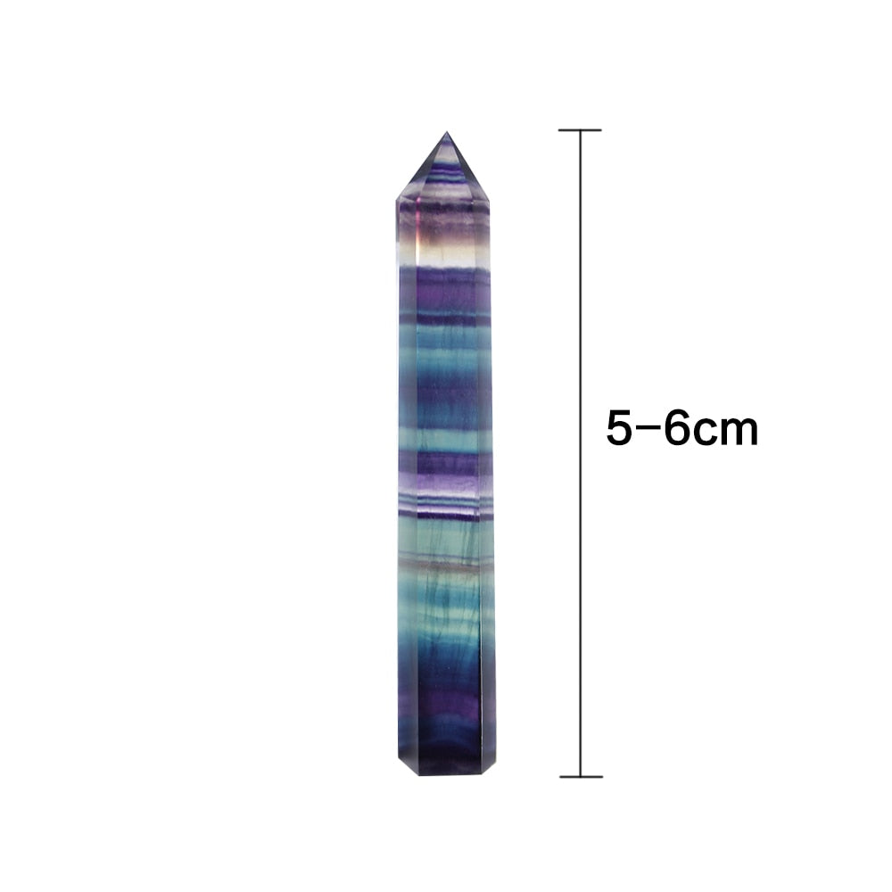 Natural Fluorite Crystal Colorful Striped Fluorite 4-7CM Quartz Crystal Stone Point Healing Hexagonal Wand Treatment Stone