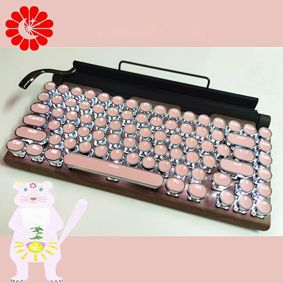 Retro typewriter mechanical keyboard Punk keycap phone tablet MAC Bluetooth mechanical keyboard