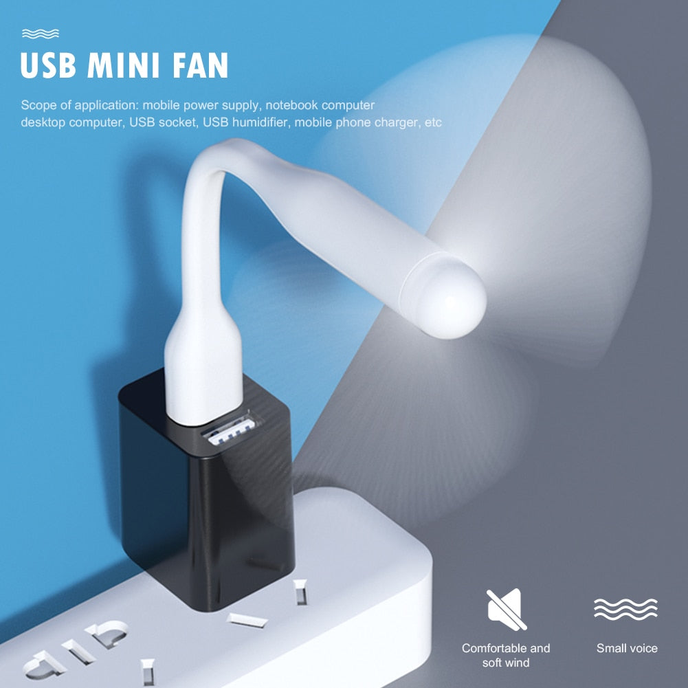 Mini USB Fan Flexible Bendable Fan For Power Bank Laptop PC AC Charger Portable Hand Fan For Computer Summer Gadget