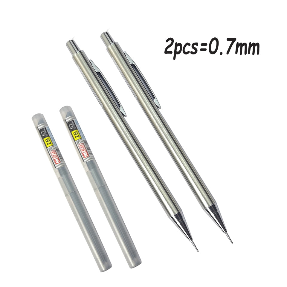 Full Metal Mechanical Pencil 0.5mm/0.7mm/0.9mm High Quality Automatic Pencils Writing School Pencils Office Supplies 2pcs/lot