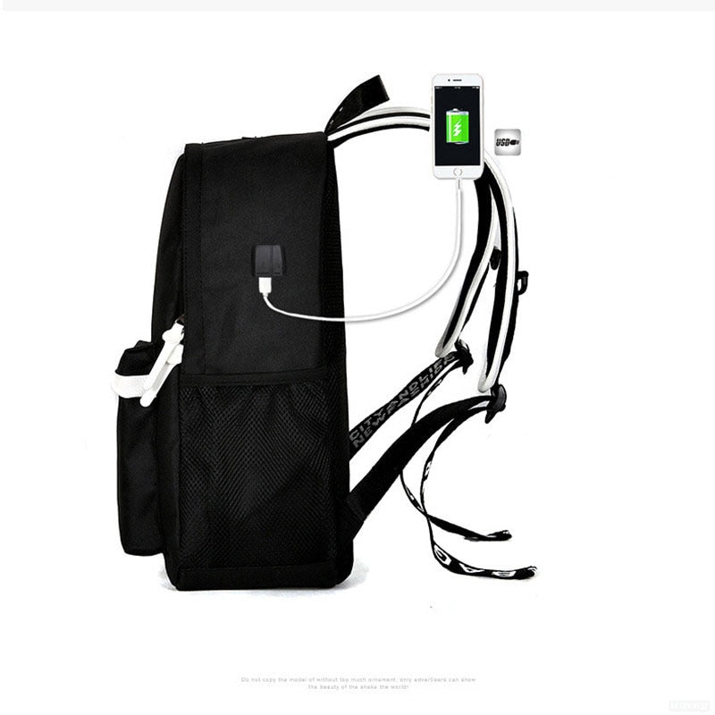 Mjzkxqz Student School Backpack Luminous USB Charge School Bag For Teenager Boy Anti-Theft Children&#39;s Schoolbags Laptop Backpack