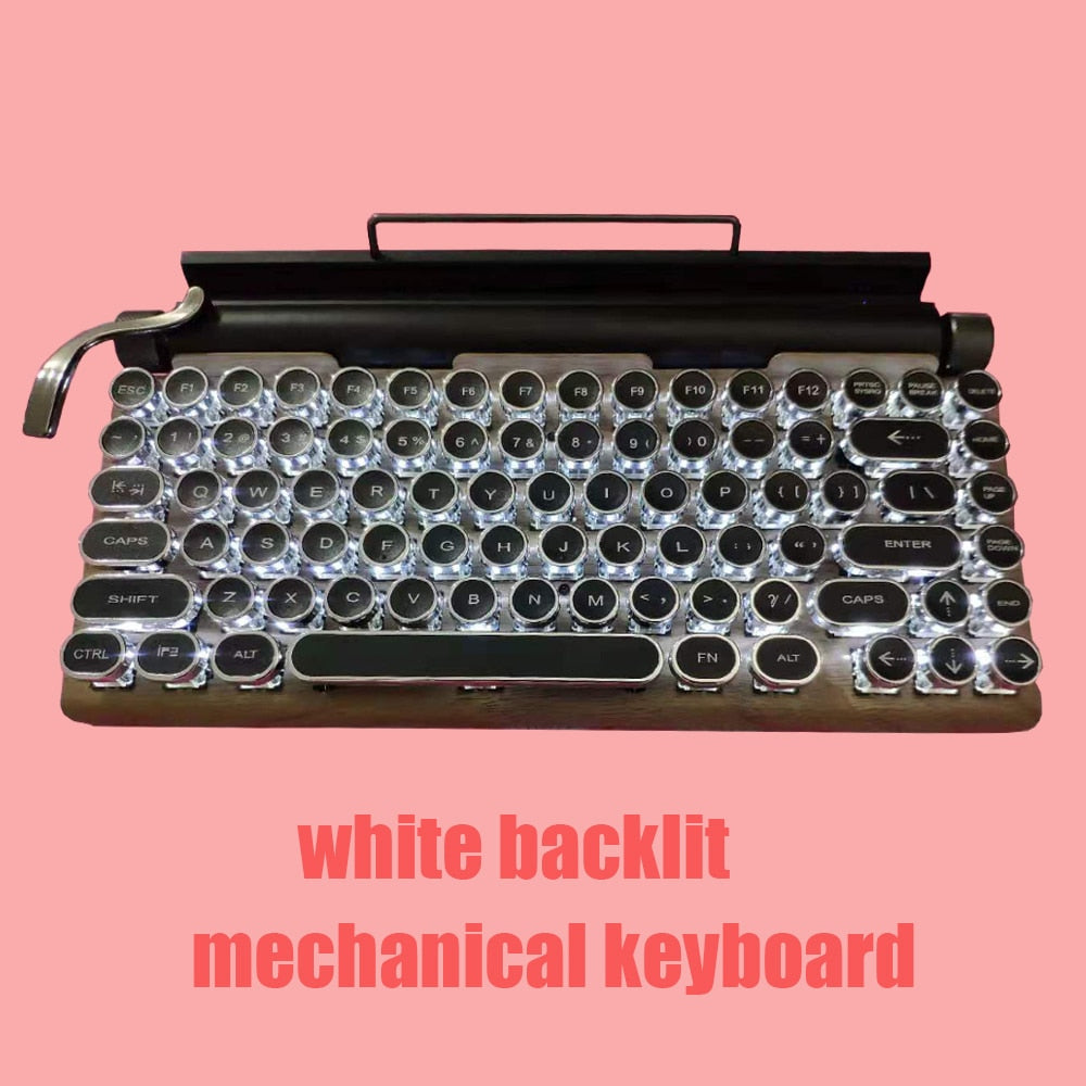 Retro typewriter mechanical keyboard Punk keycap phone tablet MAC Bluetooth mechanical keyboard