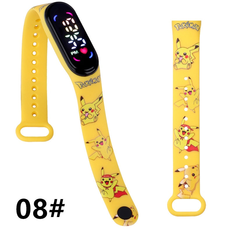 Pokemon Strap LED Electronic Watch Fashion Colorful Bracelet Touch Waterproof Anime Character Pikachu Educational Children&#39;s