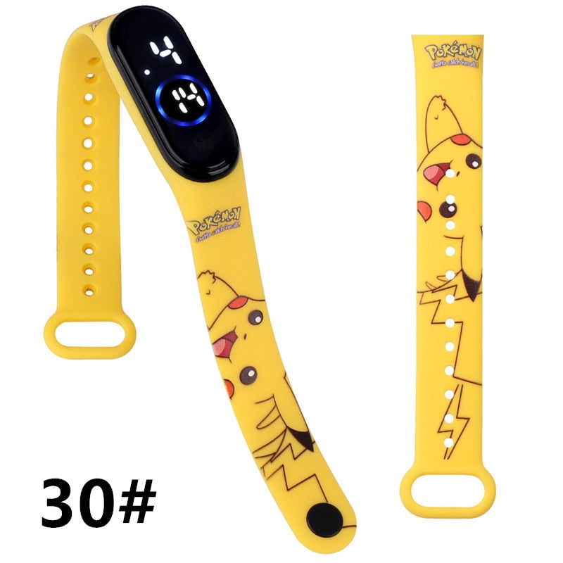 Pokemon Strap LED Electronic Watch Fashion Colorful Bracelet Touch Waterproof Anime Character Pikachu Educational Children&#39;s