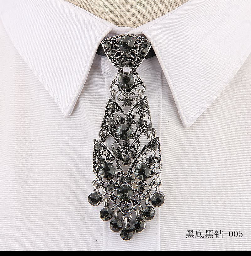 Fashion Personality Crystal Neckties Trendy General Korean Wine Party Wedding Ceremony Metal Short Luxury Tie Men Accessories