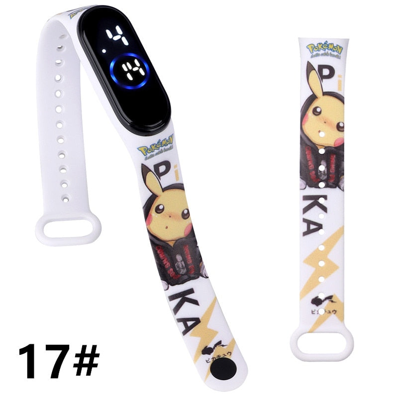 Pokemon Strap LED Electronic Watch Fashion Colorful Bracelet Touch Waterproof Anime Character Pikachu Educational Children&#39;s