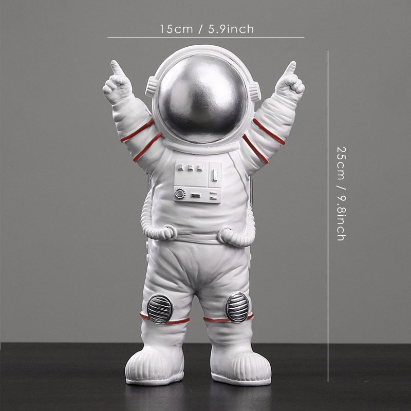 Resin Astronaut Figurines Fashion Spaceman With Moon Sculpture Decorative Miniatures Cosmonaut Statues Gift For Man &amp; Boyfriend