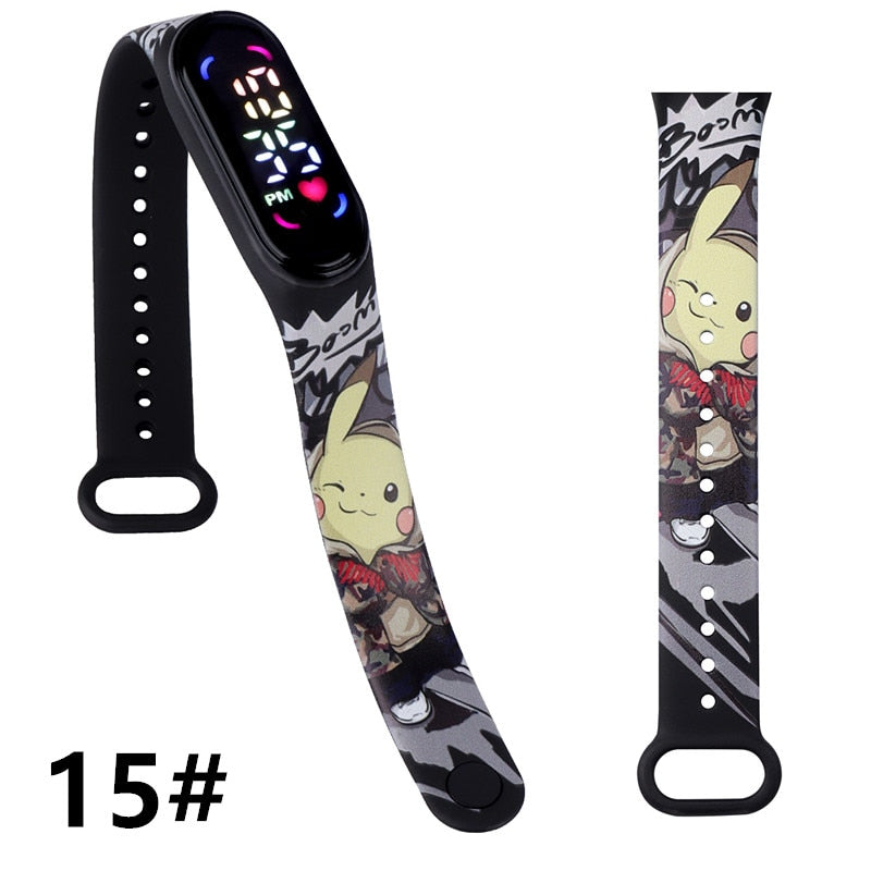 Pokemon Strap LED Electronic Watch Fashion Colorful Bracelet Touch Waterproof Anime Character Pikachu Educational Children&#39;s