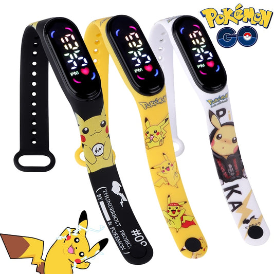 Pokemon Strap LED Electronic Watch Fashion Colorful Bracelet Touch Waterproof Anime Character Pikachu Educational Children&#39;s