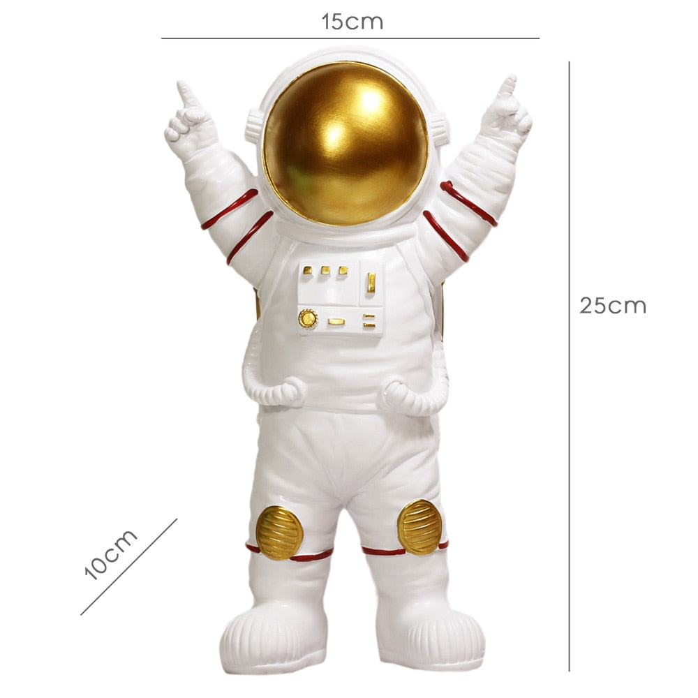 Resin Astronaut Figurines Fashion Spaceman With Moon Sculpture Decorative Miniatures Cosmonaut Statues Gift For Man &amp; Boyfriend