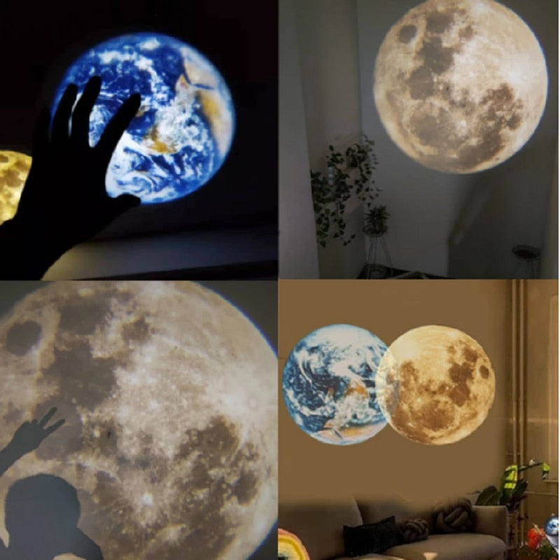 Star Projector 2 In 1 Earth Moon Projection Lamp Galaxy Light Projector Background Atmosphere Night Light For Bedroom Decor