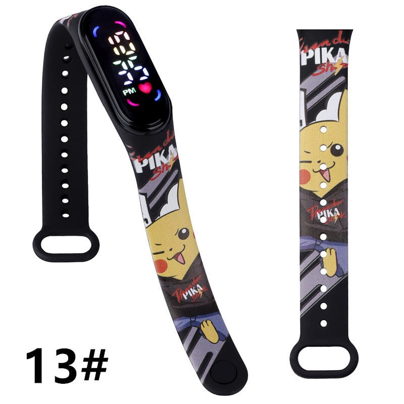 Pokemon Strap LED Electronic Watch Fashion Colorful Bracelet Touch Waterproof Anime Character Pikachu Educational Children&#39;s