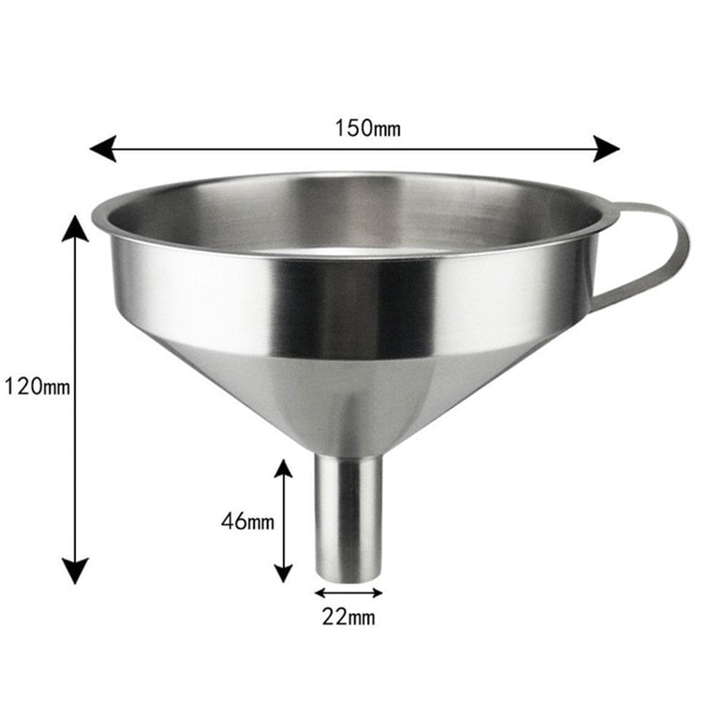 Stainless Steel Funnel Large Kitchen Funnel Metal Cook Oil Funnel with Detachable Strainer Filter for Liquid Oil Kitchen Gadgets