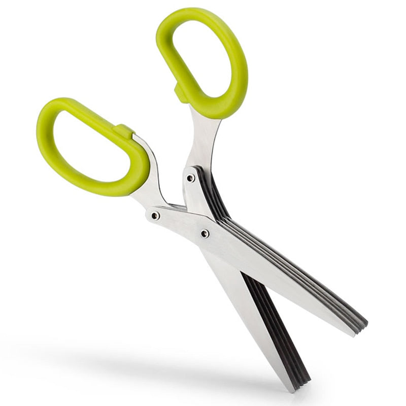 Stainless Steel Vegetable Scissors 5 Blades Scallion Scissors Herb Onion Cutter Shredder Vegetable Cutter Knives Kitchen Gadgets