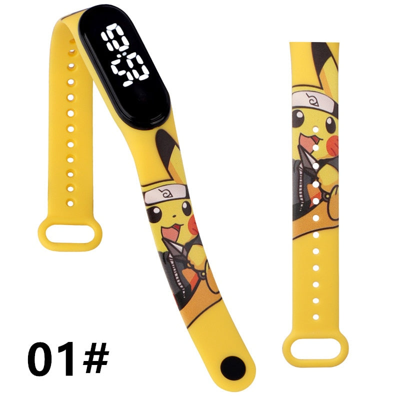 Pokemon Strap LED Electronic Watch Fashion Colorful Bracelet Touch Waterproof Anime Character Pikachu Educational Children&#39;s