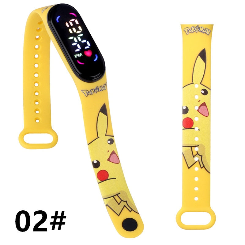 Pokemon Strap LED Electronic Watch Fashion Colorful Bracelet Touch Waterproof Anime Character Pikachu Educational Children&#39;s