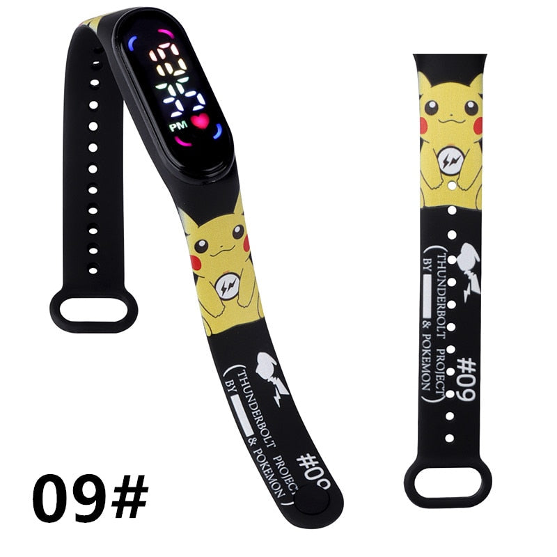 Pokemon Strap LED Electronic Watch Fashion Colorful Bracelet Touch Waterproof Anime Character Pikachu Educational Children&#39;s