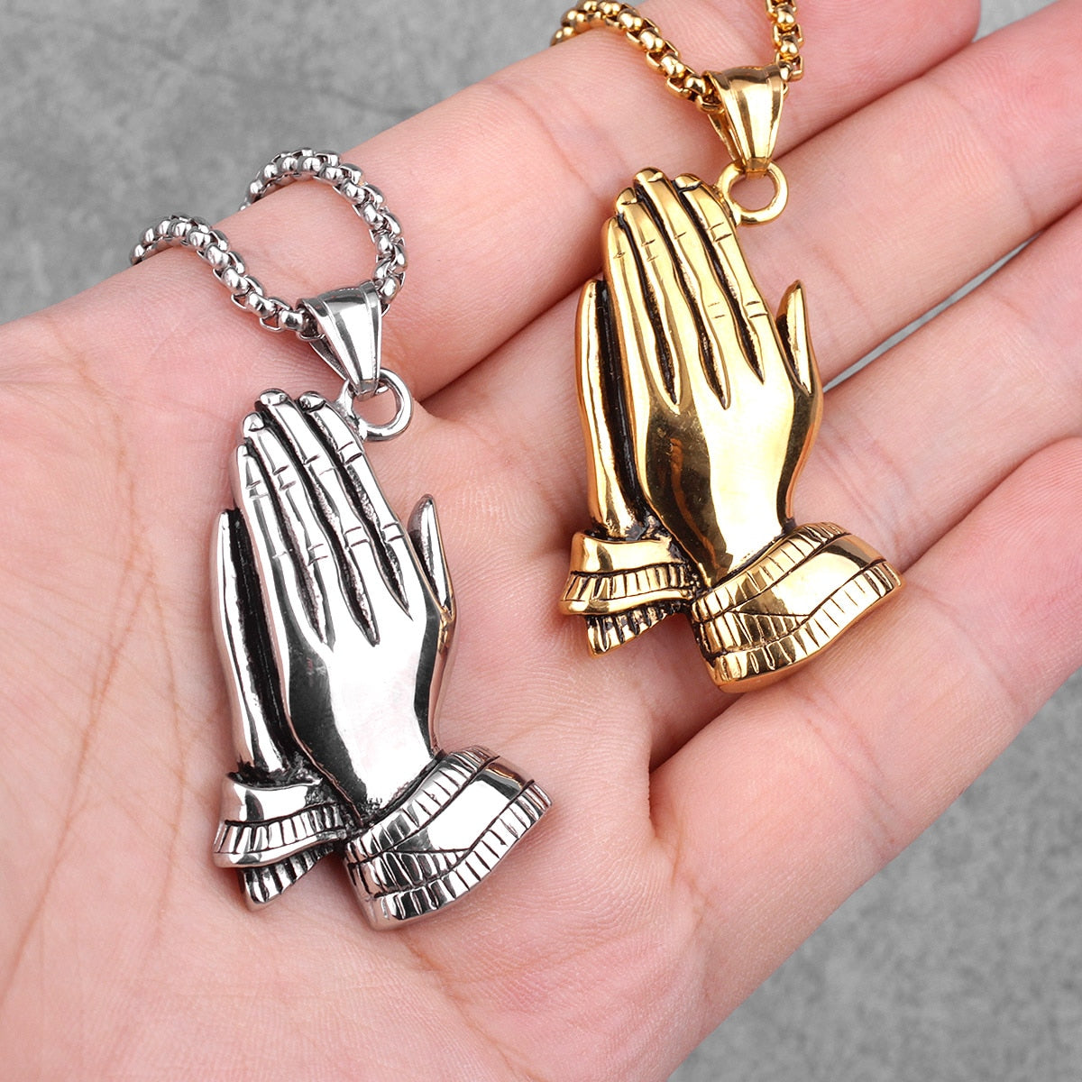 Prayer Amulet Stainless Steel Men Necklaces Pendants Chain Punk Cool Trendy for Boyfriend Male Jewelry Creativity Gift Wholesale