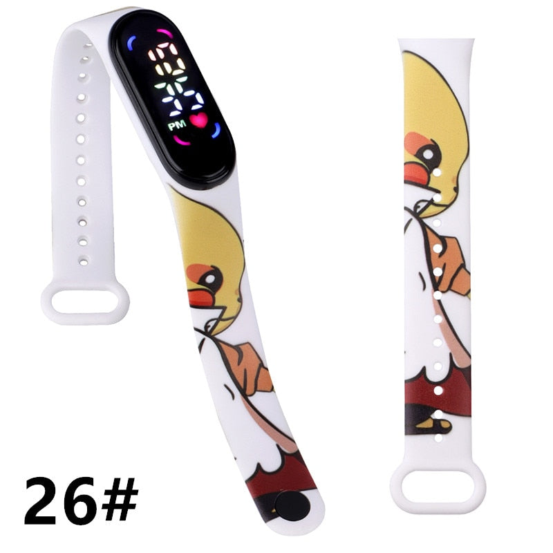 Pokemon Strap LED Electronic Watch Fashion Colorful Bracelet Touch Waterproof Anime Character Pikachu Educational Children&#39;s