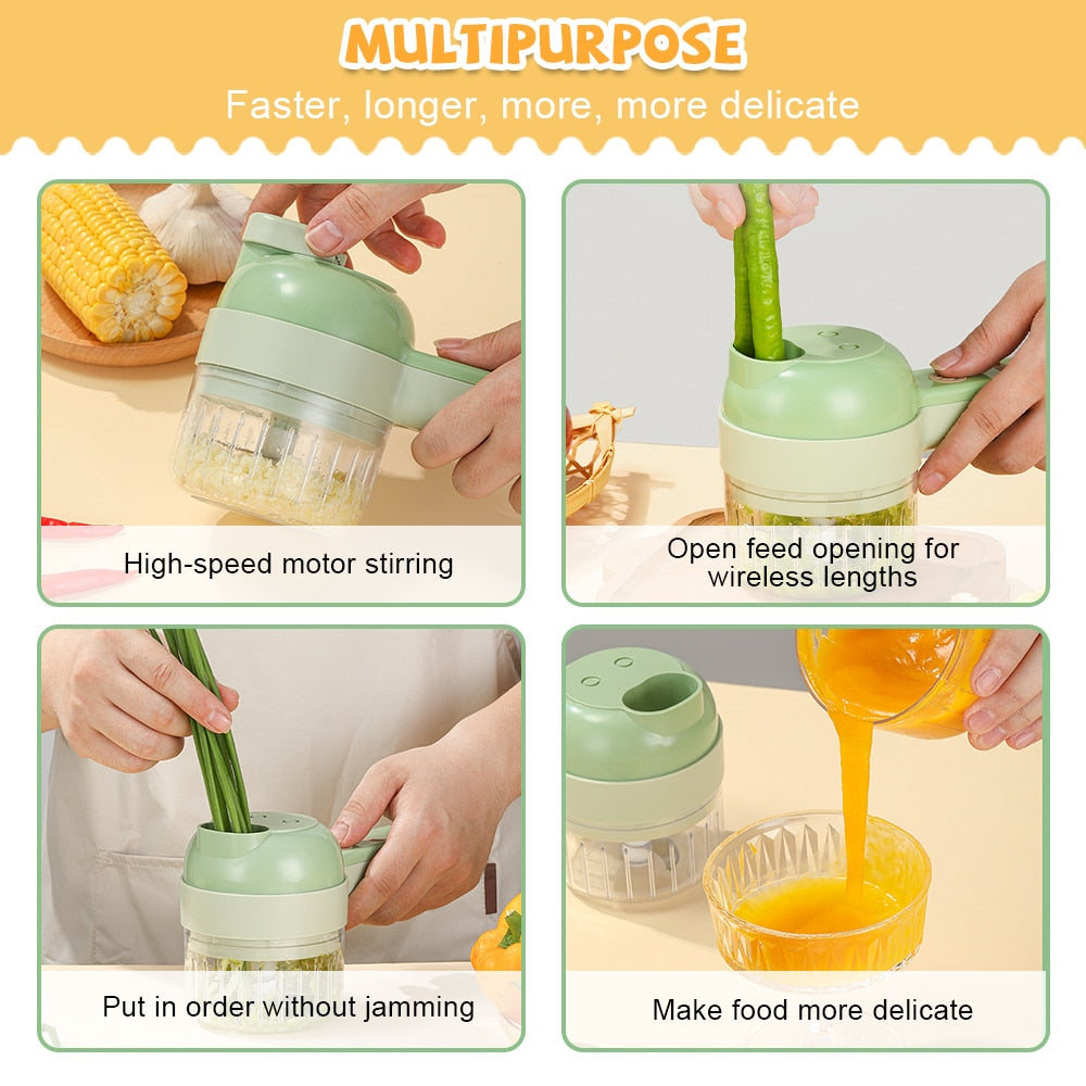 Multifunction Food Chopper Slicer Electric 40w Vegetable Cutter Masher Wireless Garlic Crusher Grinder Kitchen Gadgets