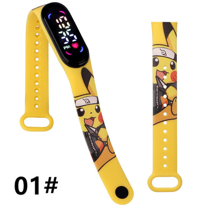 Pokemon Strap LED Electronic Watch Fashion Colorful Bracelet Touch Waterproof Anime Character Pikachu Educational Children&#39;s