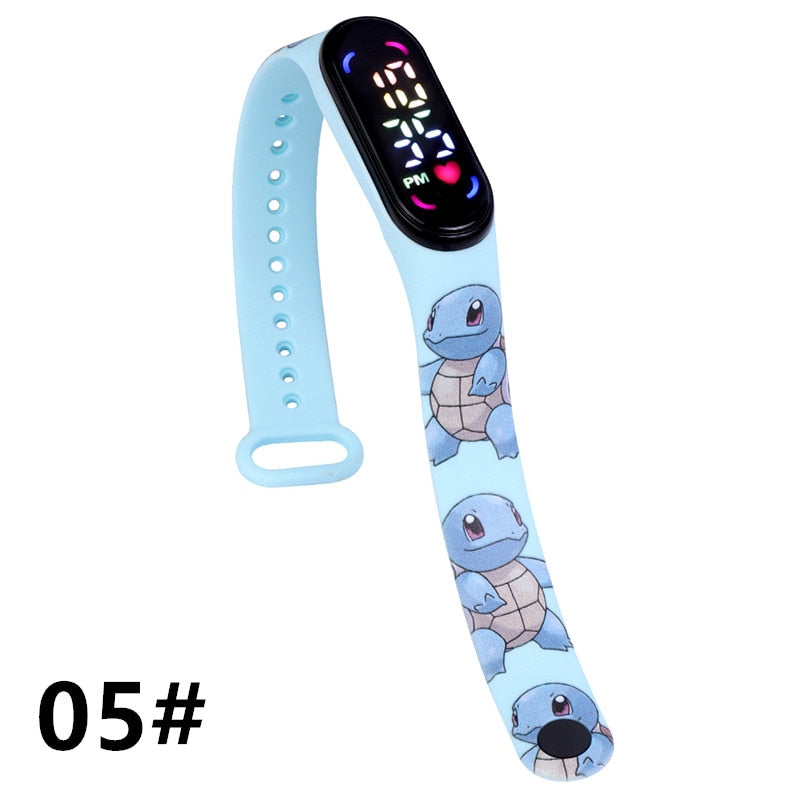 Pokemon Strap LED Electronic Watch Fashion Colorful Bracelet Touch Waterproof Anime Character Pikachu Educational Children&#39;s