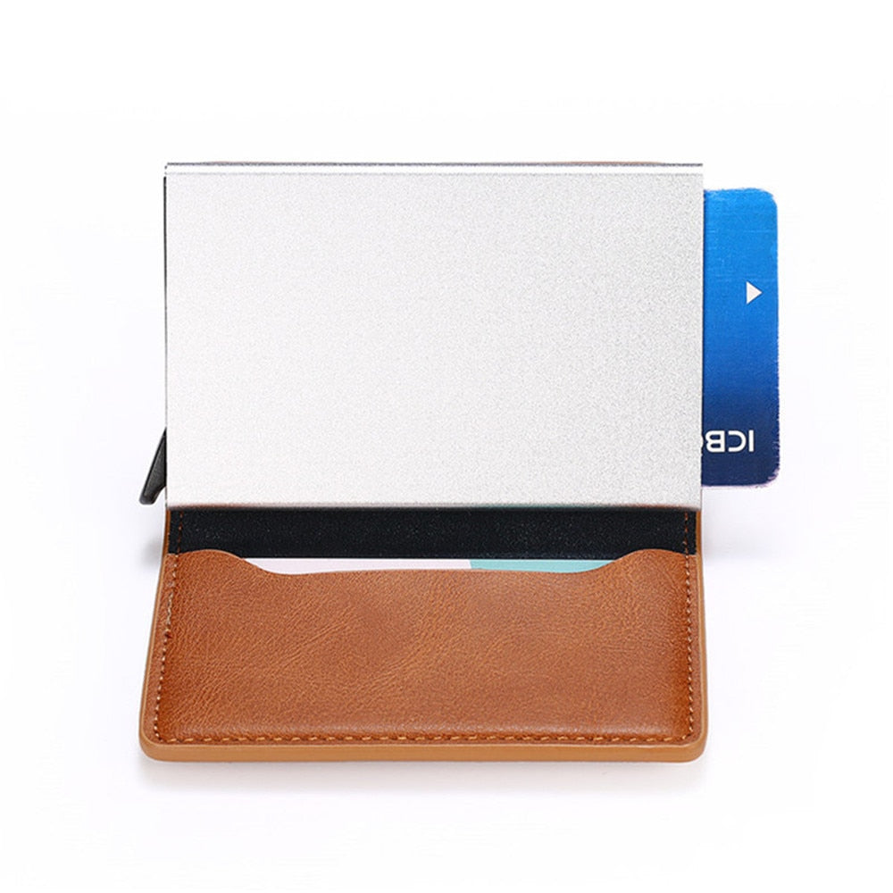 Customized Wallet 2022 Credit Card Holder Men Wallet RFID Aluminium Box Bank Card Holder Vintage Leather Wallet with Money Clips