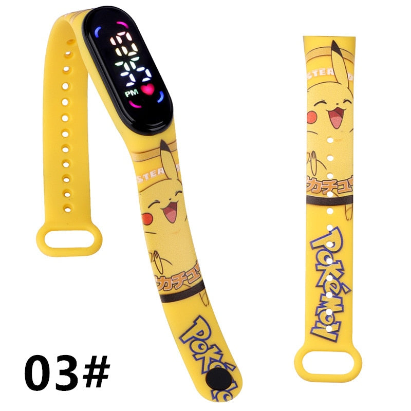 Pokemon Strap LED Electronic Watch Fashion Colorful Bracelet Touch Waterproof Anime Character Pikachu Educational Children&#39;s