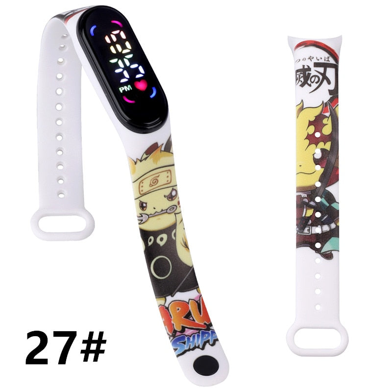 Pokemon Strap LED Electronic Watch Fashion Colorful Bracelet Touch Waterproof Anime Character Pikachu Educational Children&#39;s