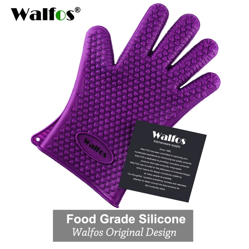 Walfos Silicone Oven Kitchen Glove Heat Resistant Thick Cooking BBQ Grill Glove Oven Mitts Kitchen Gadgets Kitchen Accessories