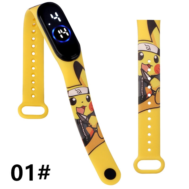 Pokemon Strap LED Electronic Watch Fashion Colorful Bracelet Touch Waterproof Anime Character Pikachu Educational Children&#39;s