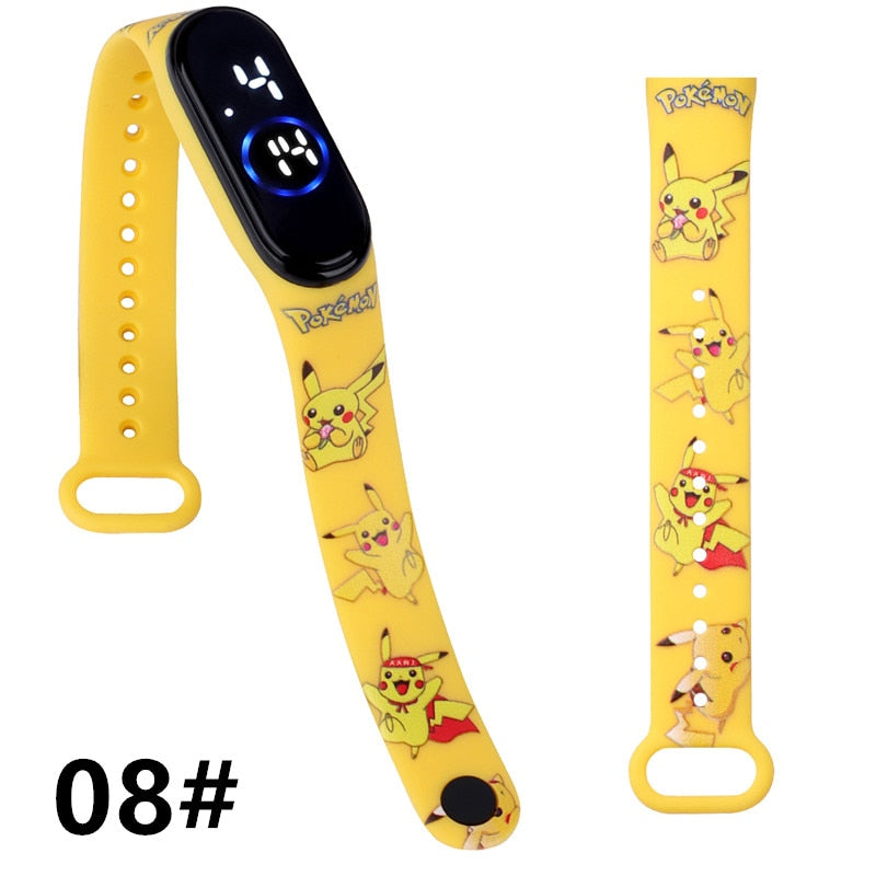 Pokemon Strap LED Electronic Watch Fashion Colorful Bracelet Touch Waterproof Anime Character Pikachu Educational Children&#39;s