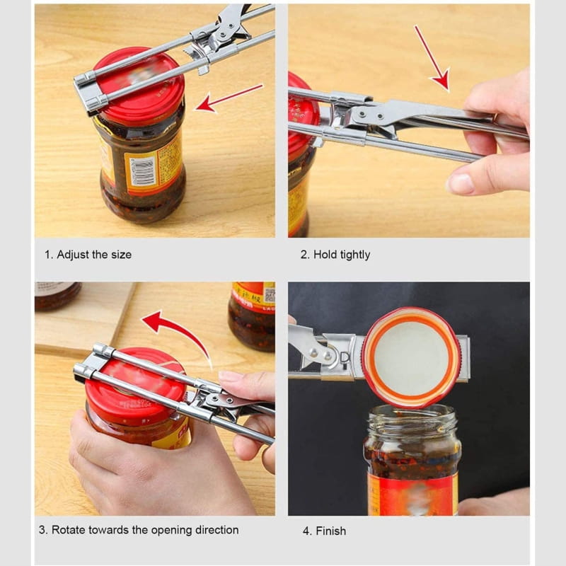 Can Opener Adjustable Stainless Steel Non-Slip Multifunction Manual Jar Bottle Bottle Lid Opener Gadget Home Gadgets Accessories