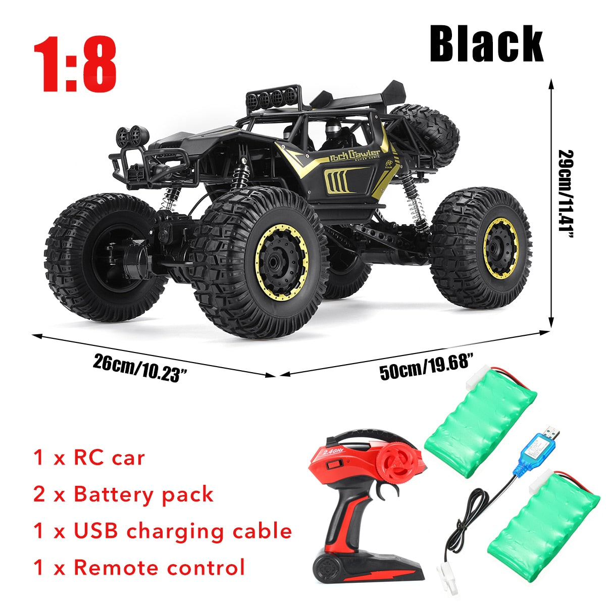 1:8 50cm RC Car 2.4G Radio Control 4WD Off-road Electric Vehicle Monster Buggy Remote Control Car Gift Toys For Children Boys