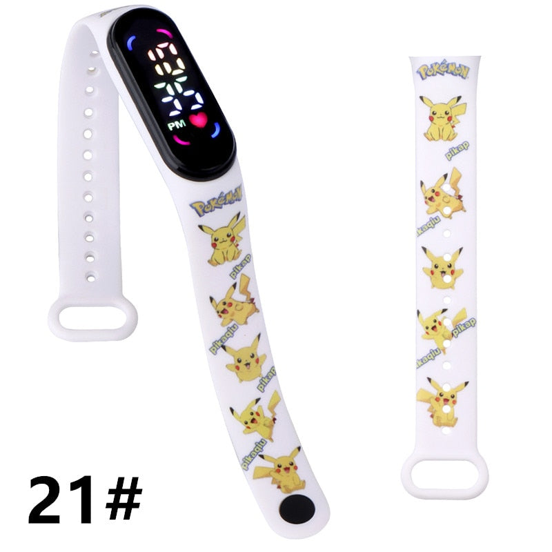 Pokemon Strap LED Electronic Watch Fashion Colorful Bracelet Touch Waterproof Anime Character Pikachu Educational Children&#39;s