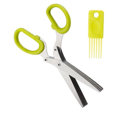 Stainless Steel Vegetable Scissors 5 Blades Scallion Scissors Herb Onion Cutter Shredder Vegetable Cutter Knives Kitchen Gadgets