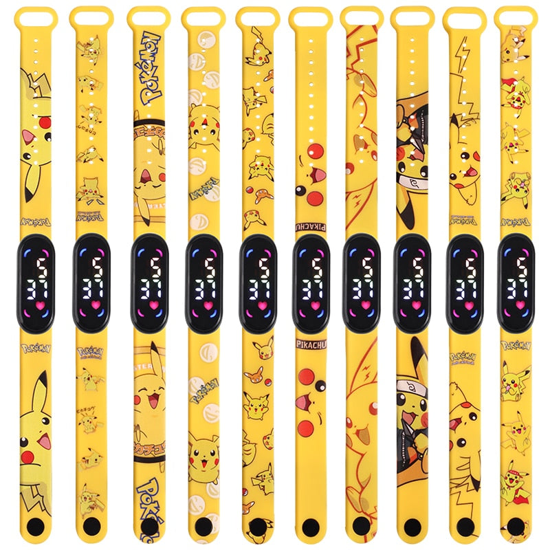 Pokemon Strap LED Electronic Watch Fashion Colorful Bracelet Touch Waterproof Anime Character Pikachu Educational Children&#39;s