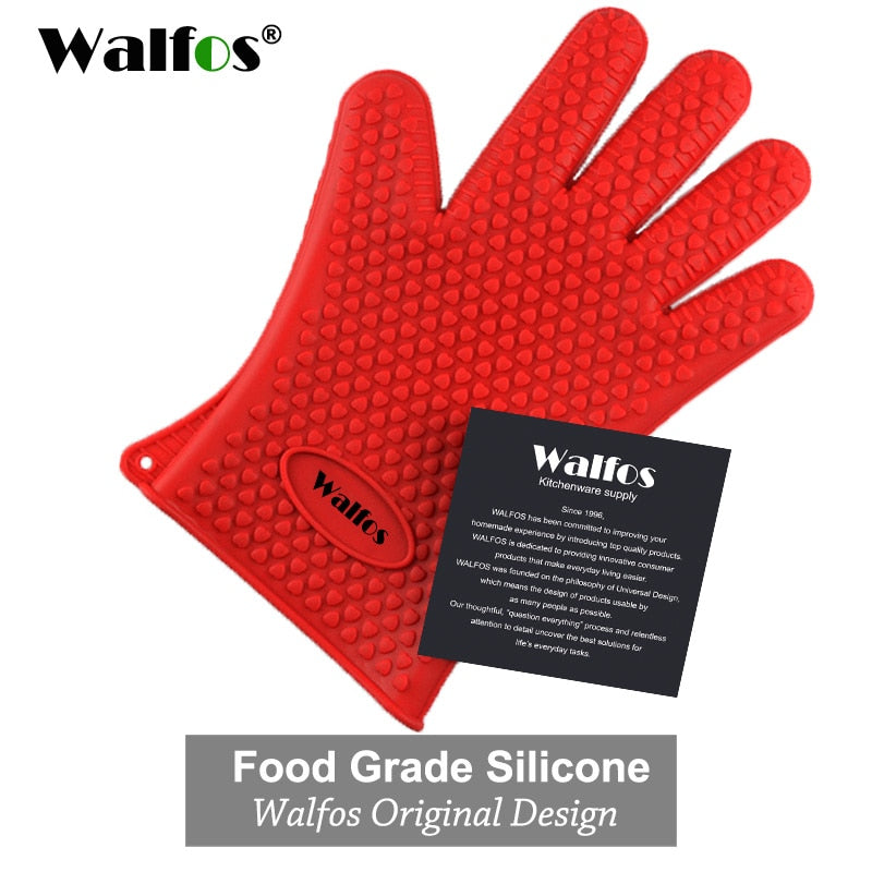 Walfos Silicone Oven Kitchen Glove Heat Resistant Thick Cooking BBQ Grill Glove Oven Mitts Kitchen Gadgets Kitchen Accessories