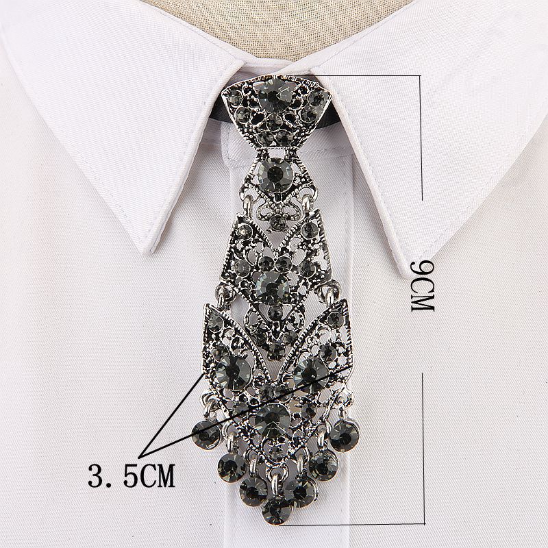 Fashion Personality Crystal Neckties Trendy General Korean Wine Party Wedding Ceremony Metal Short Luxury Tie Men Accessories