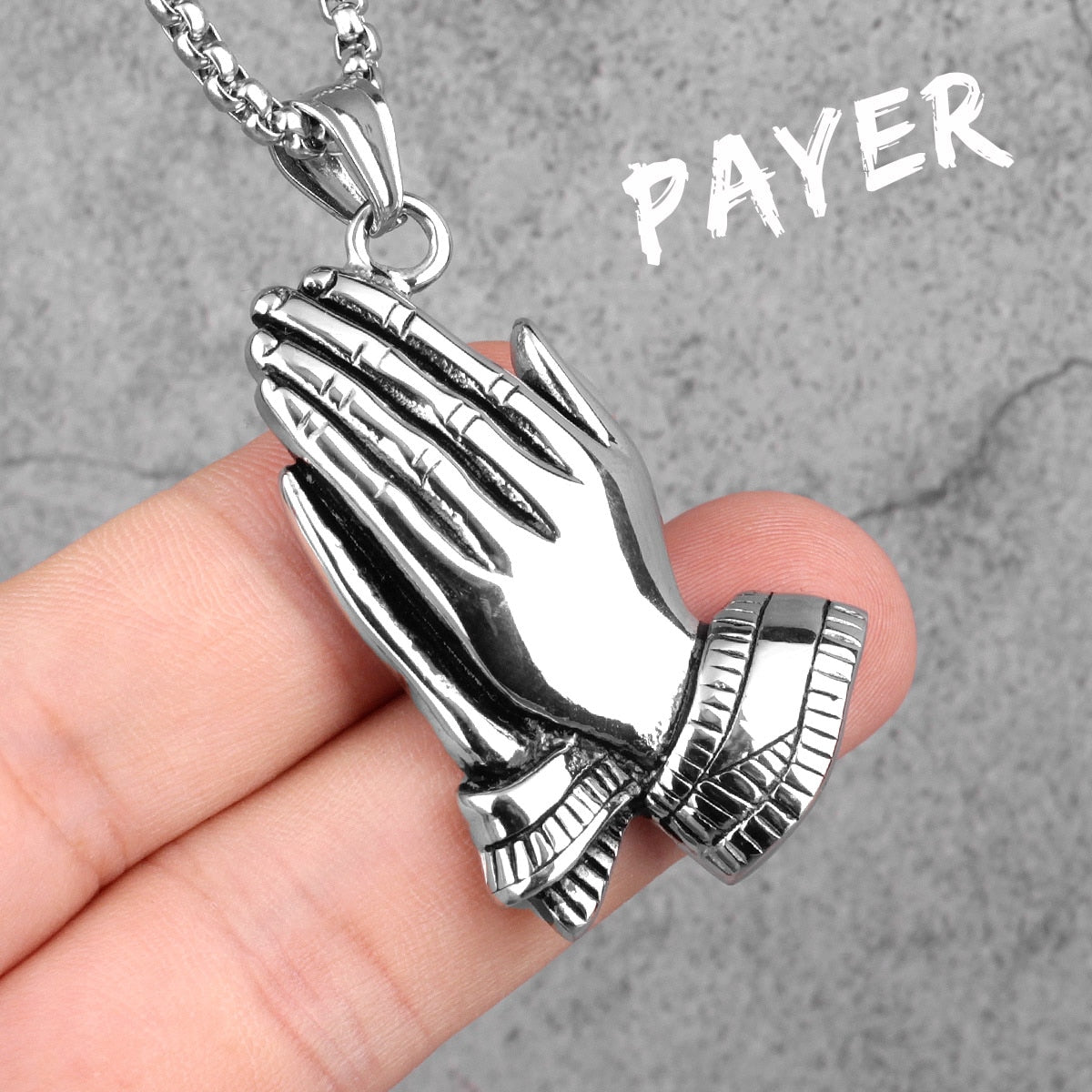 Prayer Amulet Stainless Steel Men Necklaces Pendants Chain Punk Cool Trendy for Boyfriend Male Jewelry Creativity Gift Wholesale