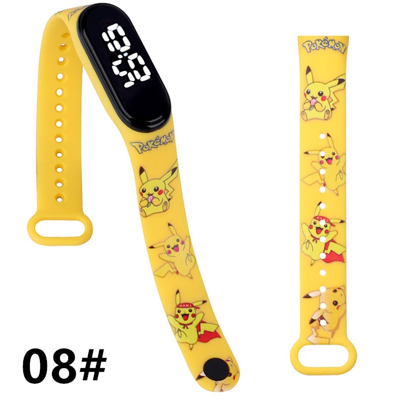 Pokemon Strap LED Electronic Watch Fashion Colorful Bracelet Touch Waterproof Anime Character Pikachu Educational Children&#39;s