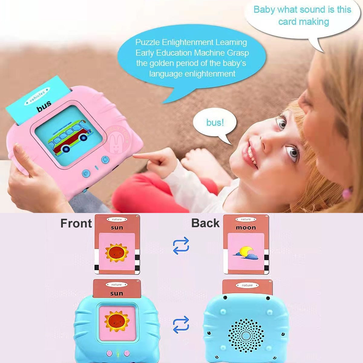 Kids Sight Words Games Talking Flash Cards Learning English Machine Education Electronic Book Toddlers 2-6 Years Reading Gadget