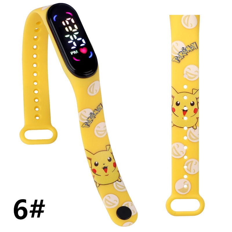 Pokemon Strap LED Electronic Watch Fashion Colorful Bracelet Touch Waterproof Anime Character Pikachu Educational Children&#39;s